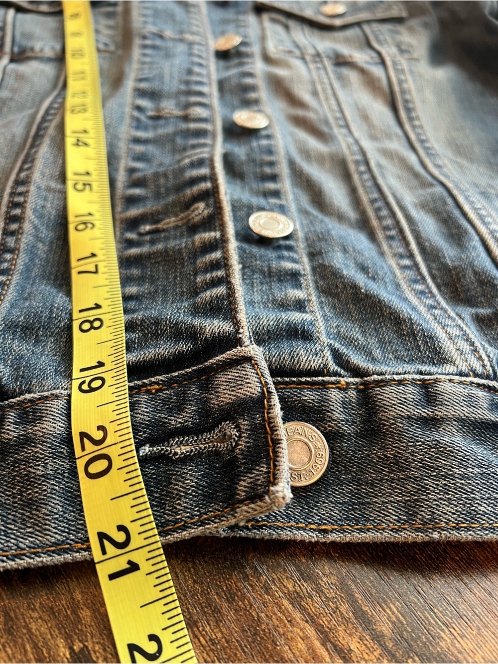 GAP Stretch Denim Jean Jacket Medium Blue Wash Classic Trucker Cotton Blend M - Picture 8 of 9